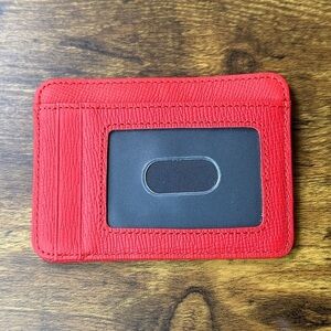 Red Leather Card Holder Wallet - New Without Tags